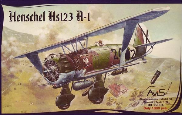 AVS-72004 AVIS 1/72 Henshel Hs-123A-1 немецкий пикирующий бомбардировщик, штурмовик - сборная модель *** SALE ! *** РАСПРОДАЖА !