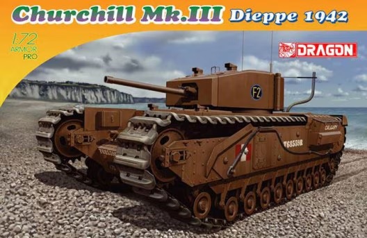 DRG-7510 Dragon 1/72 Churchill Mk.III Dieppe 1942/ `Черчилль` Mk.III британский тяжелый пехотный танк времен Второй мировой войны (операция `Рейд на Дьеп`) сборная модель ~~ SALE !! *** РАСПРОДАЖА !!